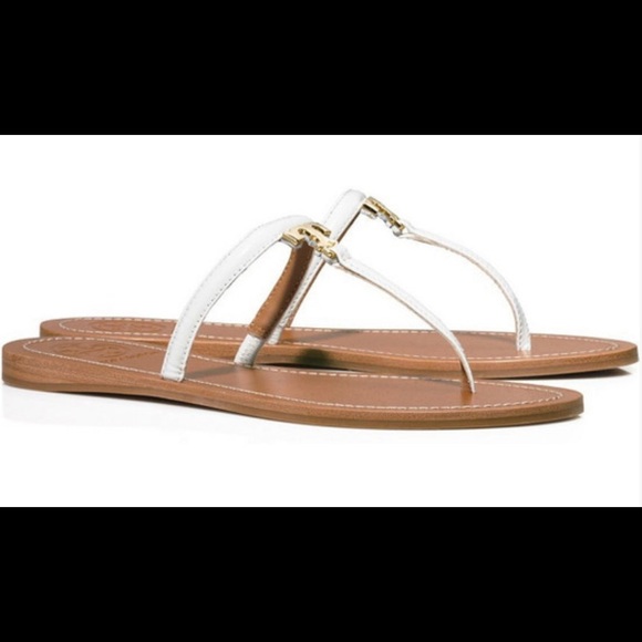 Tory Burch Shoes - Tory Burch white t logo leather thong sandals🧿